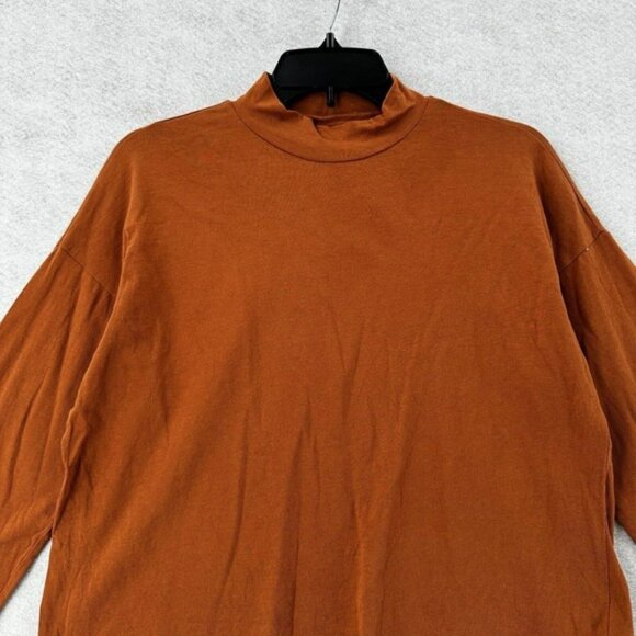 Everlane Turtleneck Top Womens SMALL Orange‎ Cropped 100% Cotton Shirt - Picture 3 of 14